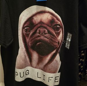 NWT, mens small, SurfStyle, black, Pug Life t-shirt, 100% cotton.